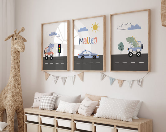 Dinos | Polizeiauto | Name | 3er Set