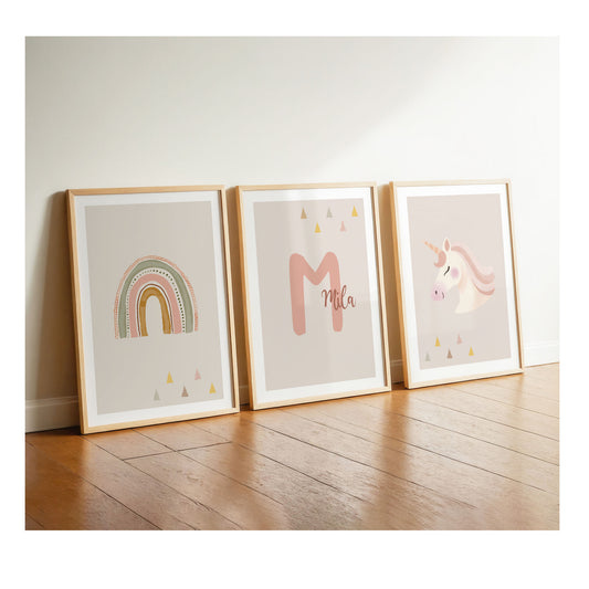 Rainbow | Name | Unicorn | Set of 3