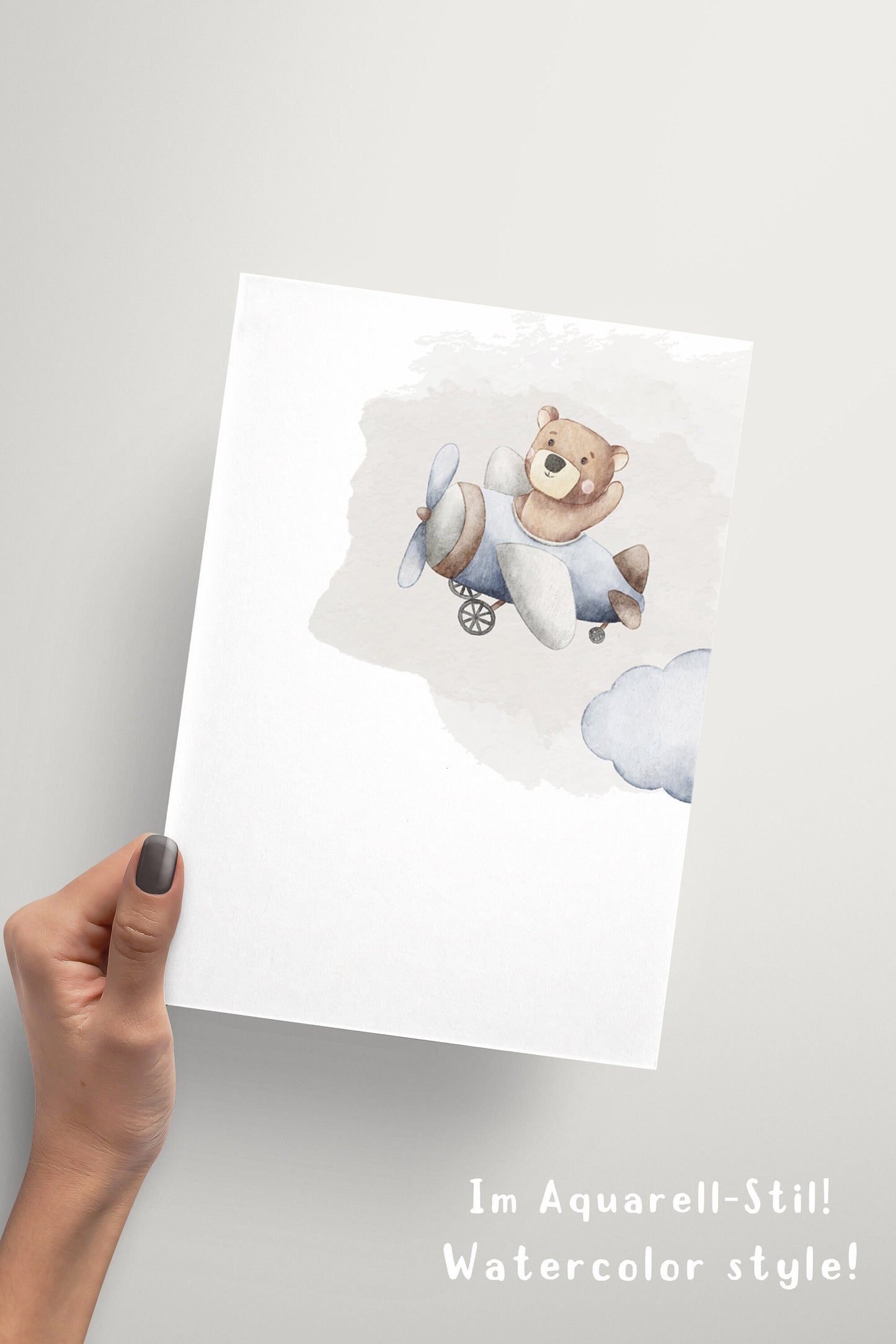 Bear Hot Air Balloon | Name Moon | Airplane | Set of 3