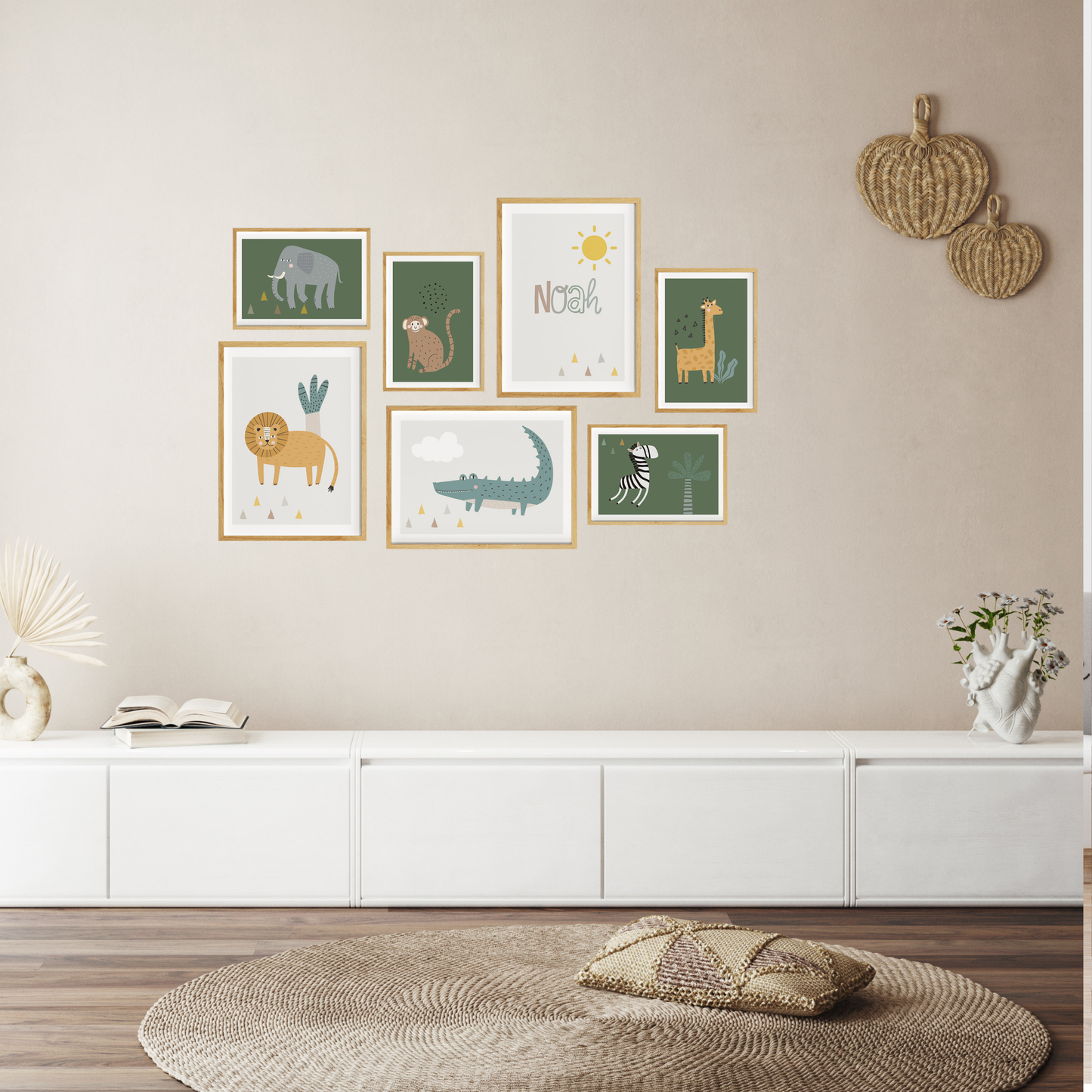 Safari Tiere | Name | Boho | 7er Poster Set