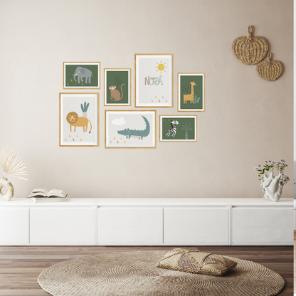 Safari Tiere | Name | Boho | 7er Poster Set