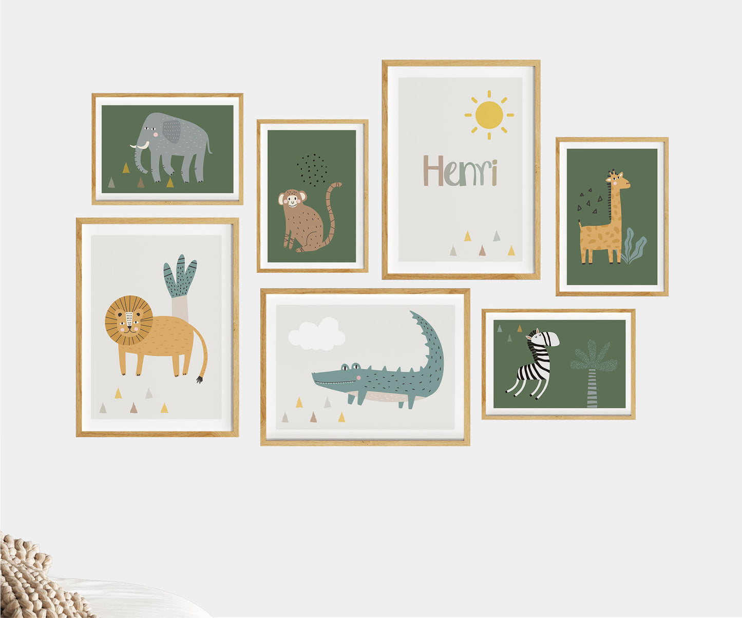 Safari Tiere | Name | Boho | 7er Poster Set