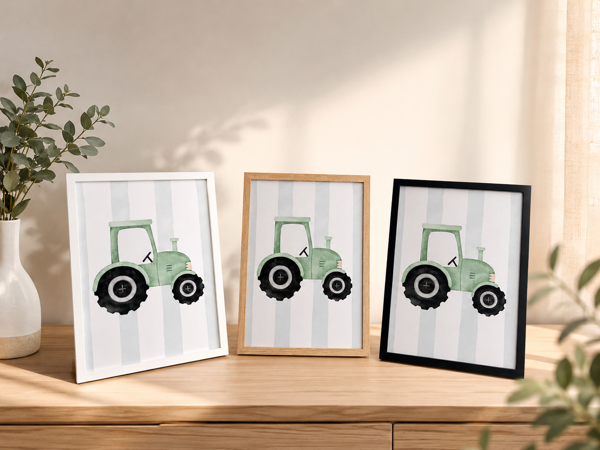 Aquarell Traktor | Feuerwehr | Bagger | 3er