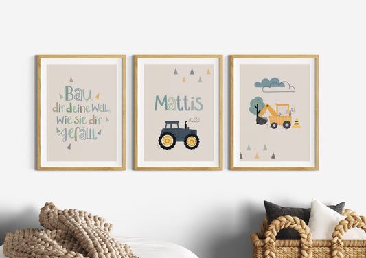 Children's saying | Tractor name | Excavator | 3-piece