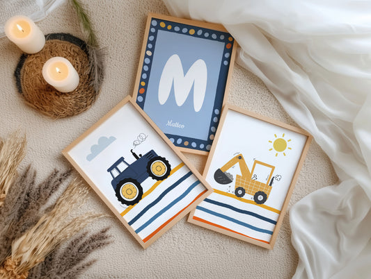 Traktor | Name | Bagger | 3er Blau