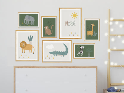 Safari Tiere | Name | Boho | 7er Poster Set