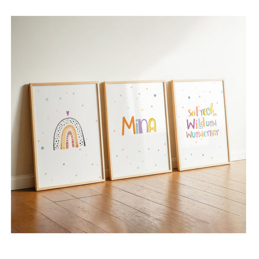 Rainbow | Name | Children's saying | Set of 3