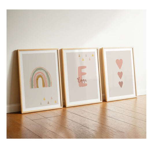 Regenbogen | Name | Herzen | 3er