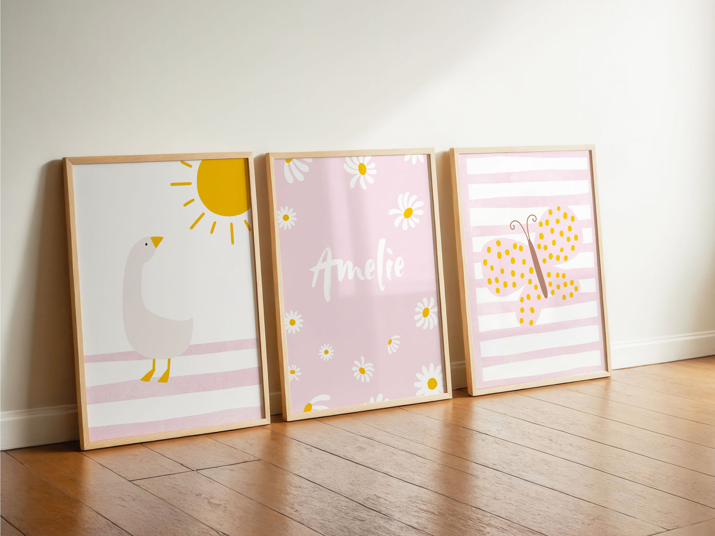 Gans | Gänseblumen | rosa Schmetterling | 3er