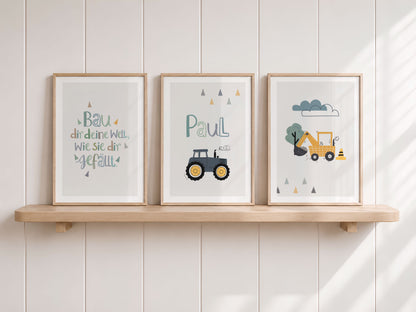 Children's saying | Tractor name | Excavator | 3-piece