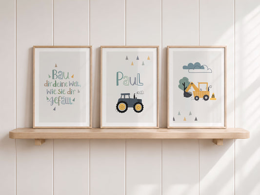 Children's saying | Tractor name | Excavator | 3-piece