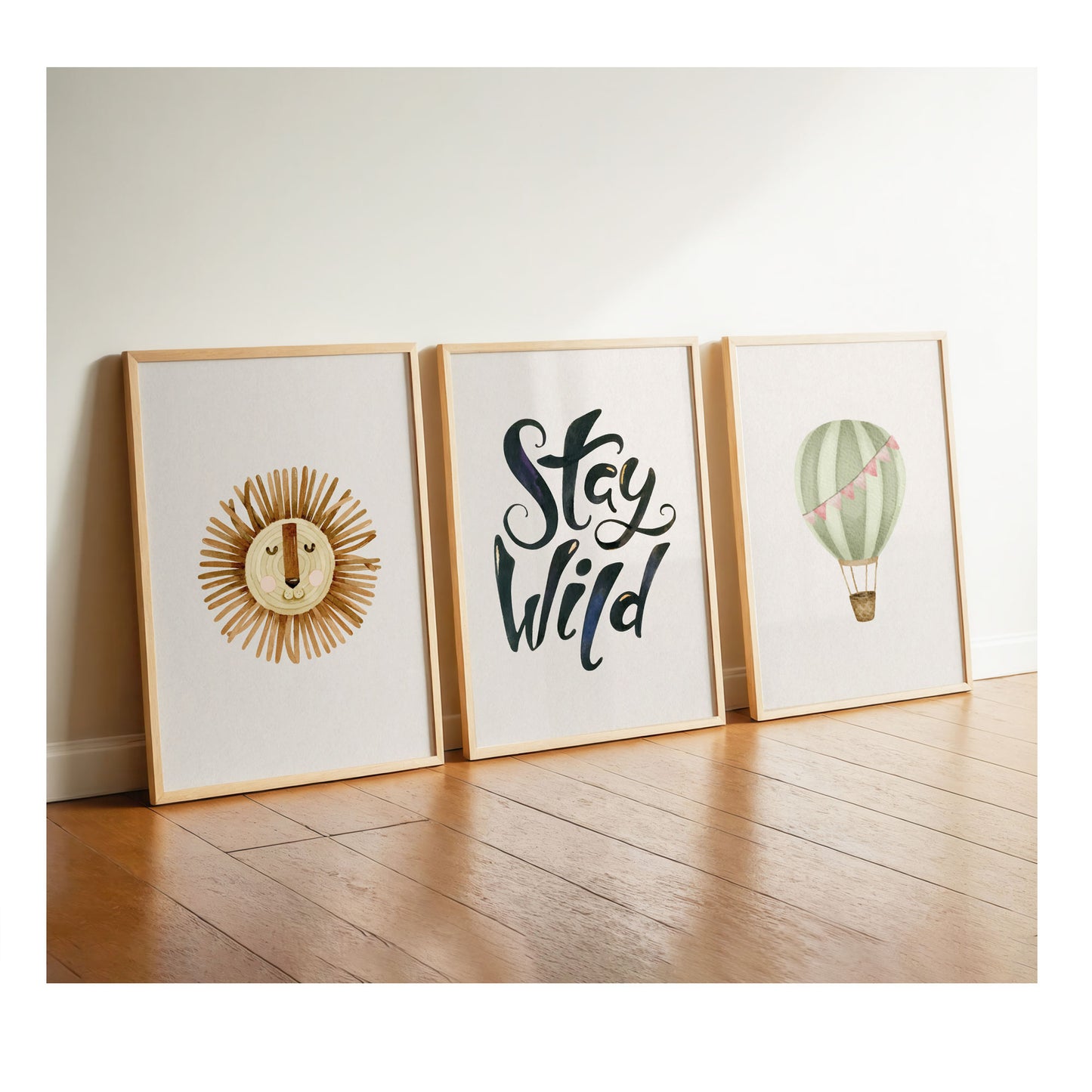 Boho Lion | Stay Wild | Hot Air Balloon | Set of 3 Children's Posters