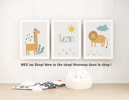 Safari Animals | Name | Boho | Set of 7 Posters