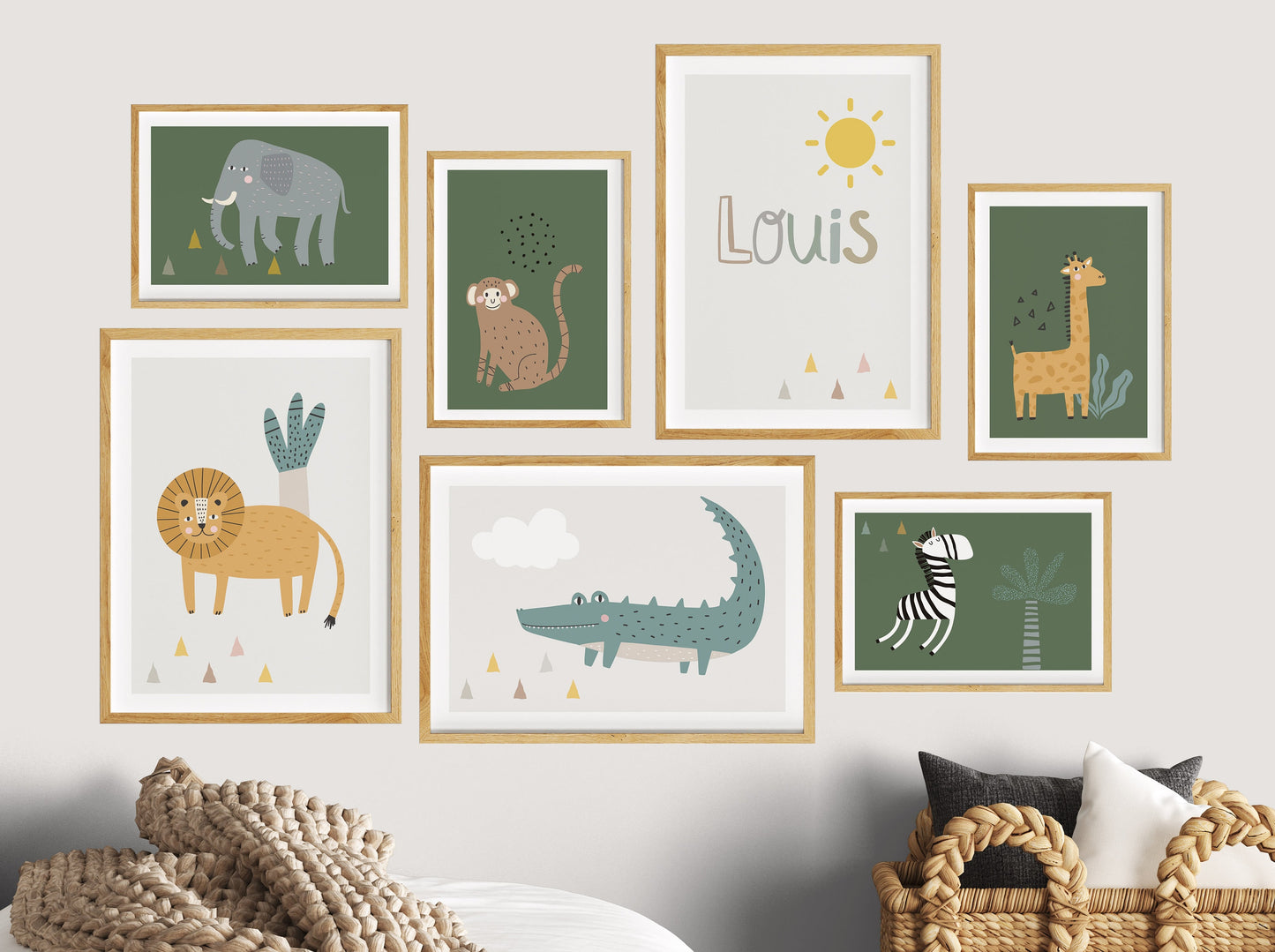 Safari Animals | Name | Boho | Set of 7 Posters