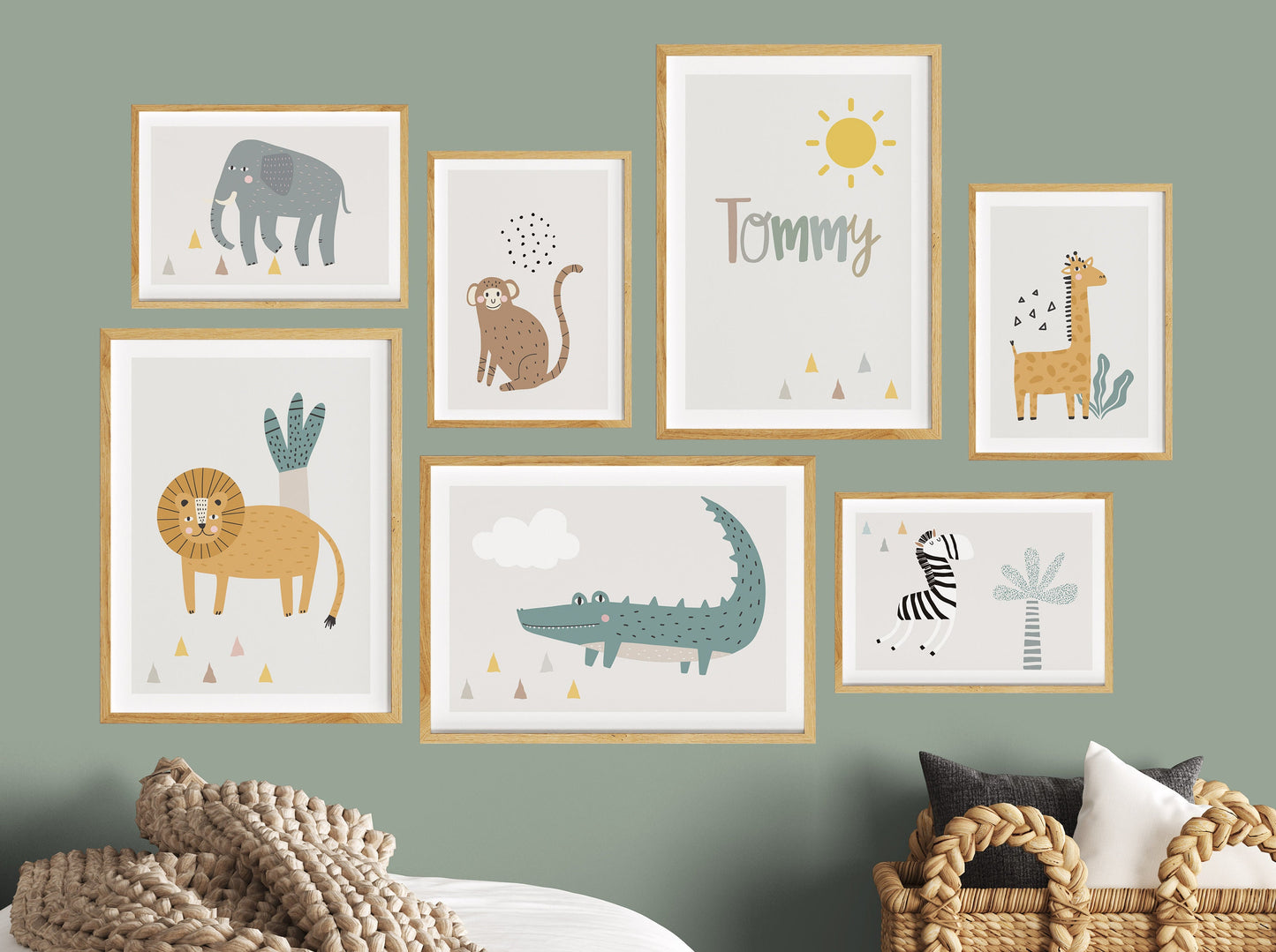 Safari Animals | Name | Boho | Set of 7 Posters