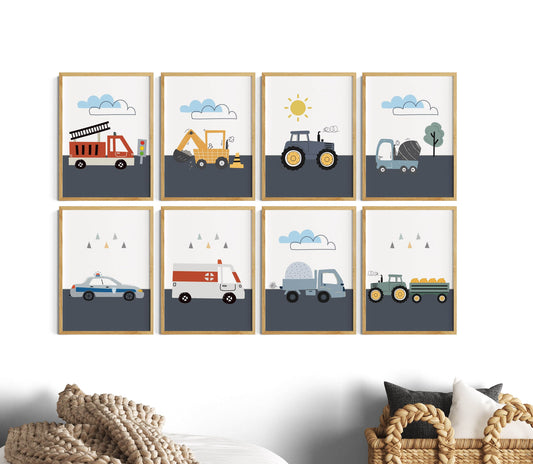 Fire department | Excavator | Tractor | Police car | 8-series